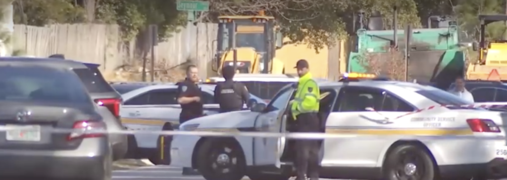 Jacksonville police and community service officers investigating a serious car accident on Alden Road near Sandalwood.